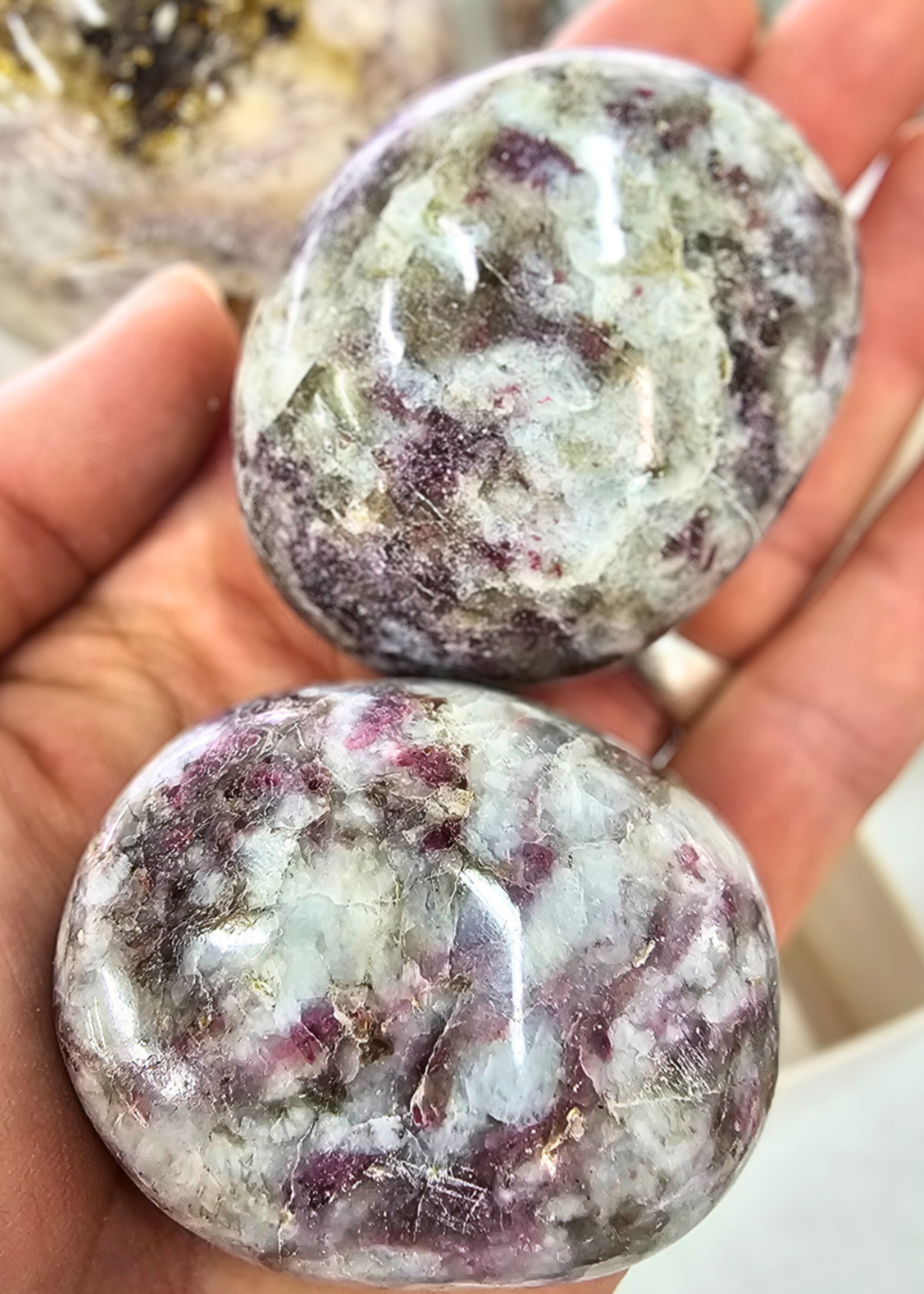 Pink Tourmaline (Rubellite),  Palm Stone, Lg, 4"