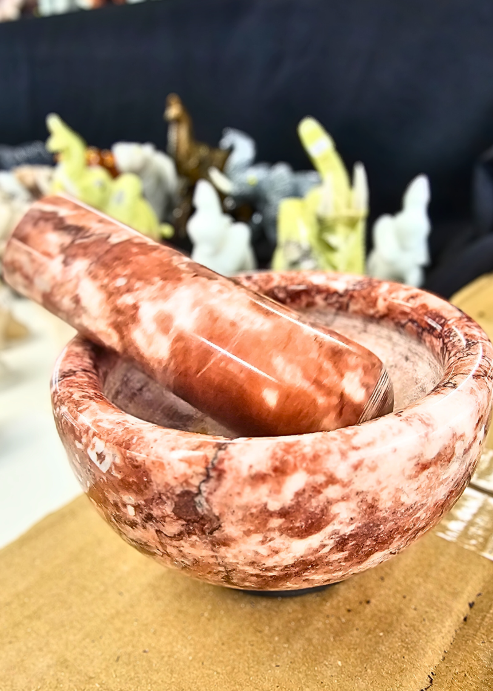 Pestle and Mortar, Pink Onyx, 4"