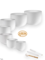 Crystal Bowl 7 Chakra Set, Meinl, Frosted, Tuning: C4, D4, E4, F4, G4, A4, B4 & 3 full Silicone Mallets