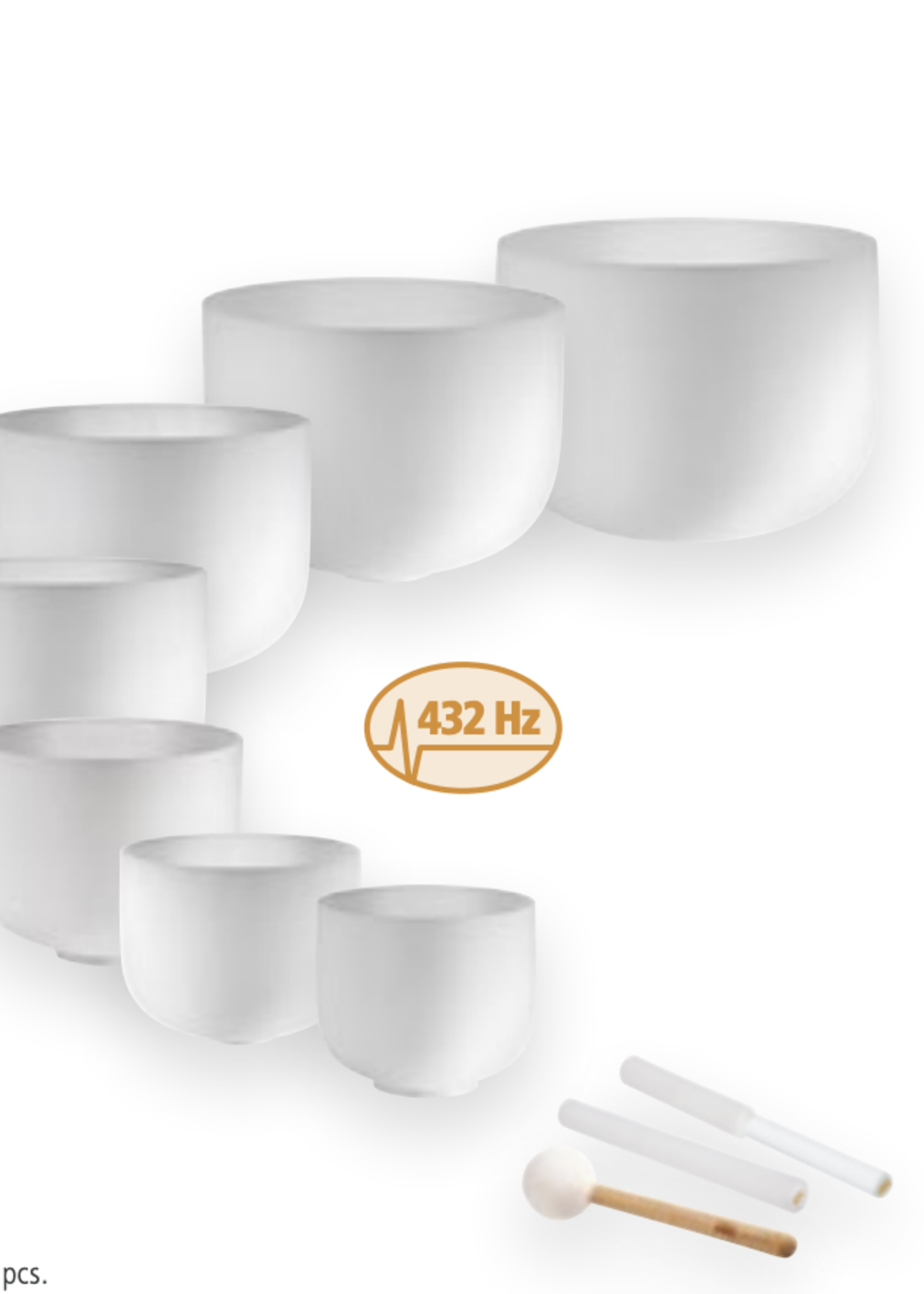 Crystal Bowl 7 Chakra Set, Meinl, Frosted, Tuning: C4, D4, E4, F4, G4, A4, B4 & 3 full Silicone Mallets