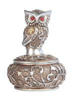 Owl Round Trinket Box, 4"H x 2"W