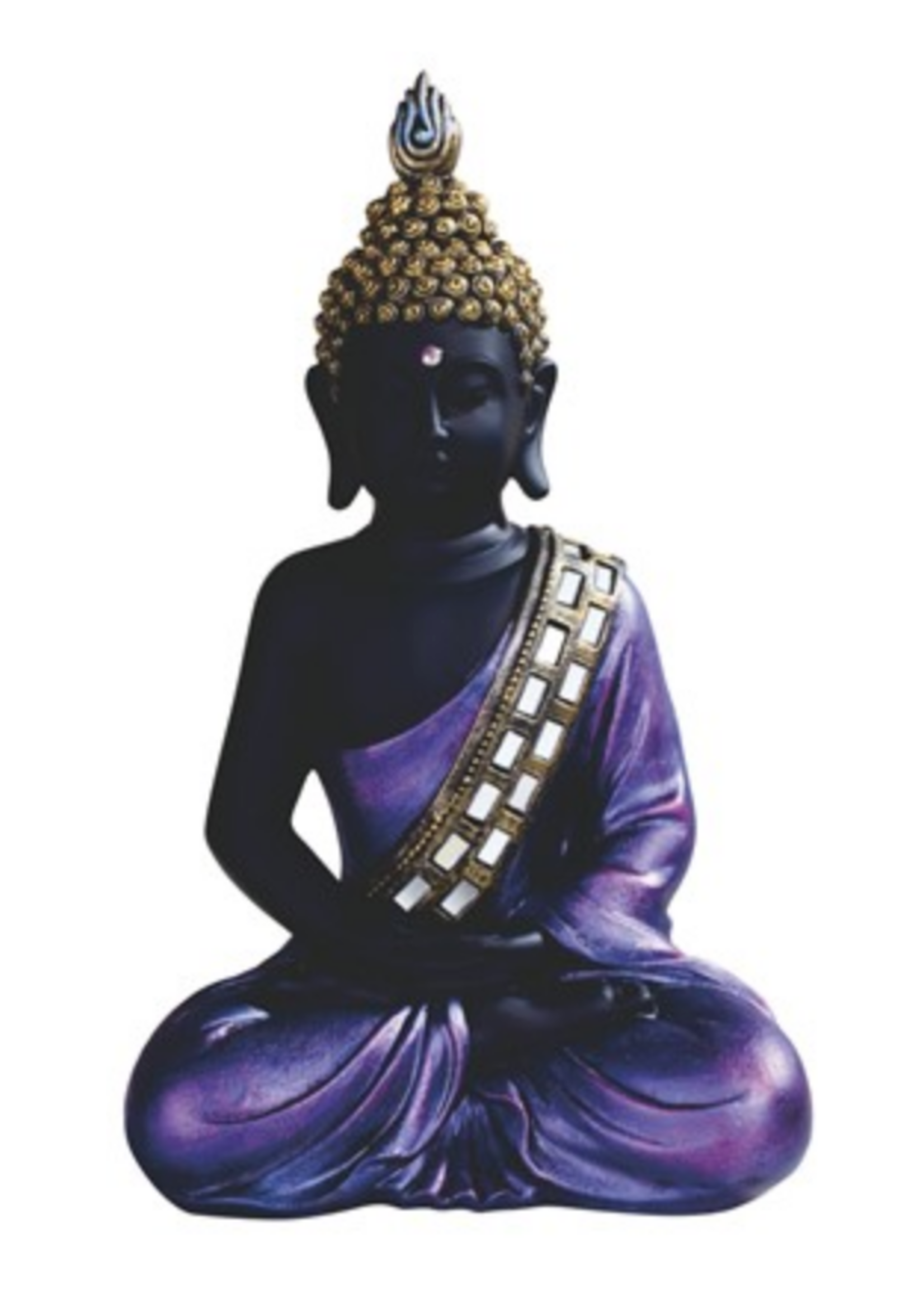 Meditating Buddha in Purple & Gold, 11"Hx7"Wx4"D, Inner Peace & Spiritual Power