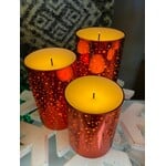 S/3 Red Mercury Glass Glow Wick Candle Set