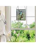 10" Happy Hummingbird Stained Glass Window Panel