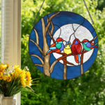 16" Astrid Blue Birds in the Night Sky Window Panel