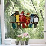 9.5" Emelia Birds Stained Glass Window Panel