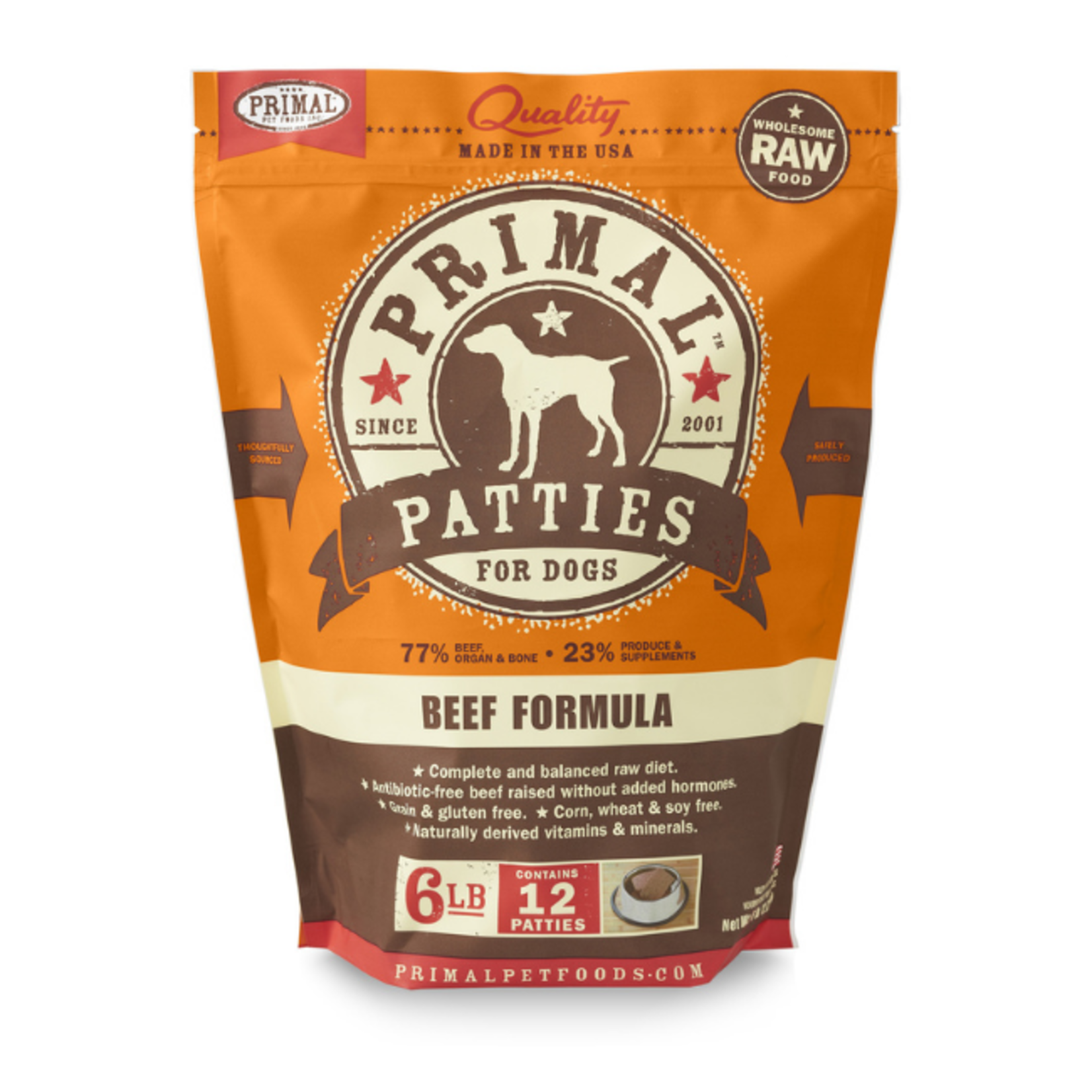 Primal Primal Dog Raw Patties Beef 6#