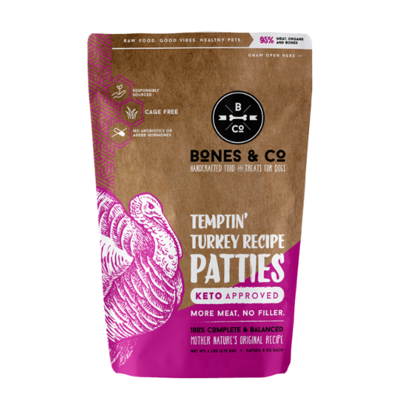 Bones & Co Bones & Co D GF Raw Patties Turkey 6#