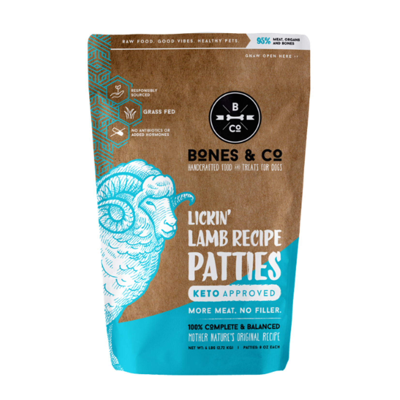 Bones & Co Bones & Co D GF Raw Patties Lamb 6#