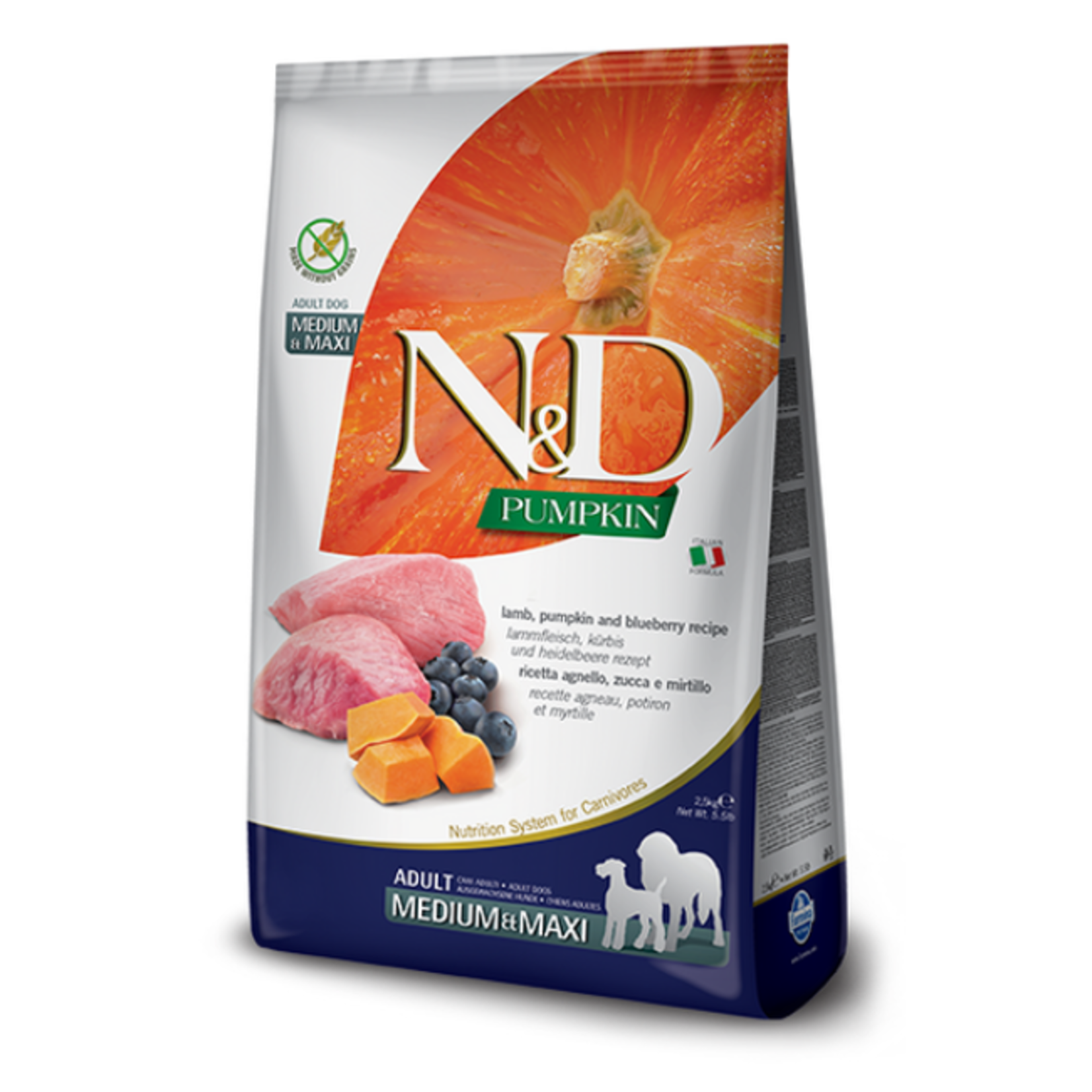 Farmina Farmina N&D Dog Pumpkin, Lamb & Blueberry Med/Maxi 26.4#