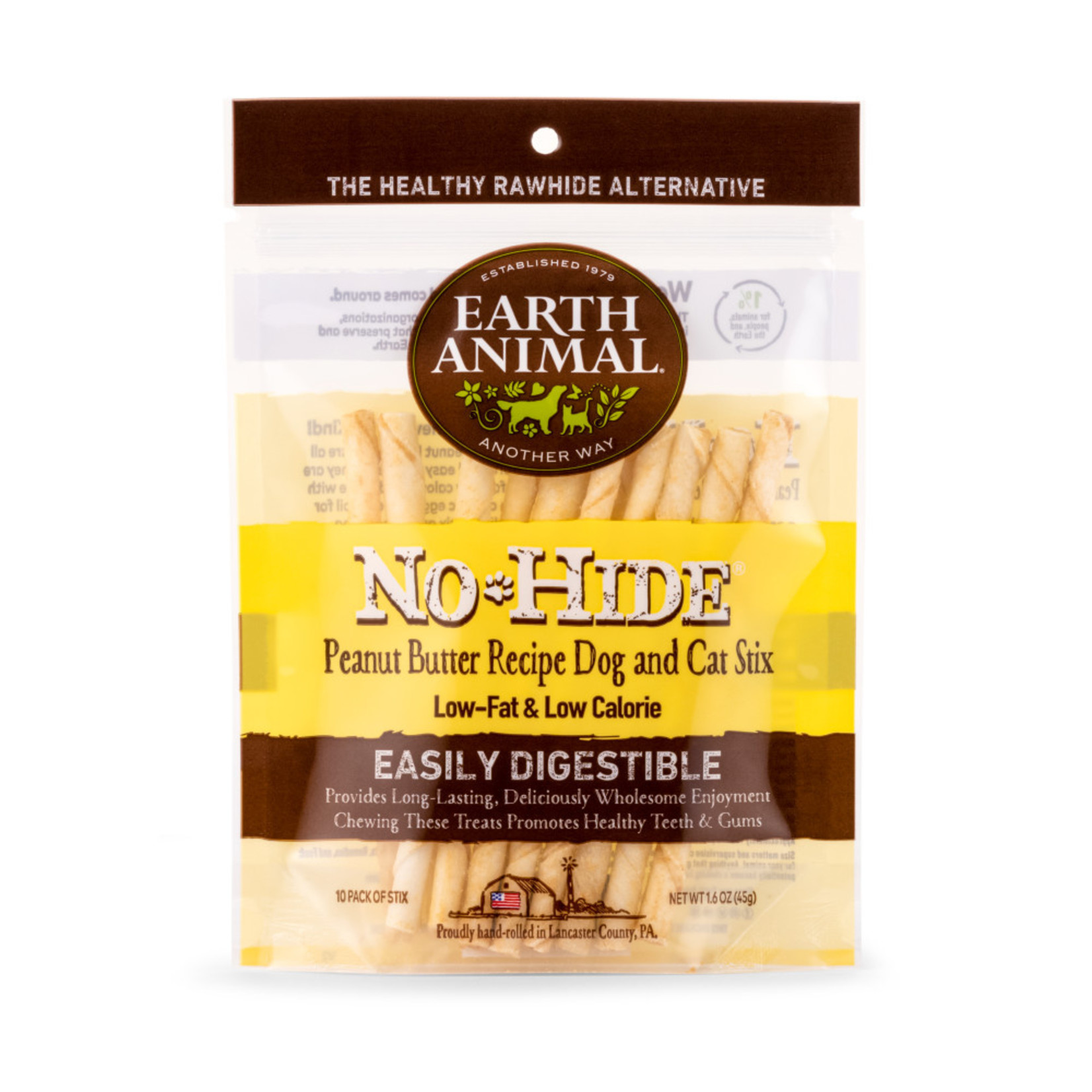 Earth Animal Earth Animal No-Hide Peanut Butter Stix 10-Pack