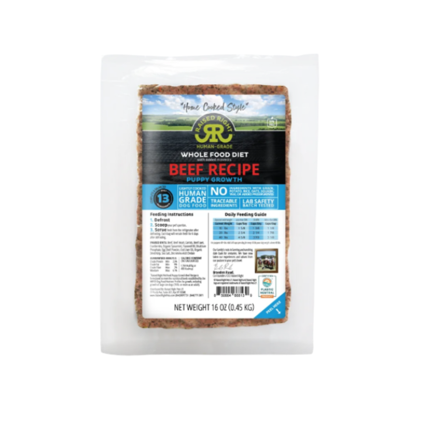Raised Right Raised Right Gently Cooked Puppy Beef 1#