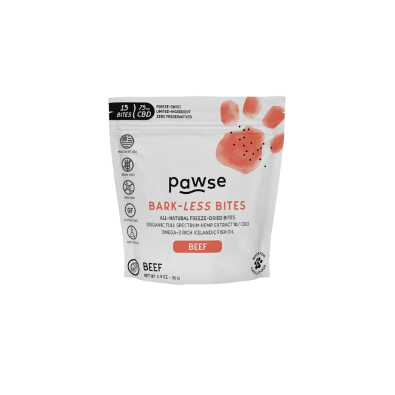Pawse Pawse Bark-Less Bites Beef 75mg 15-count