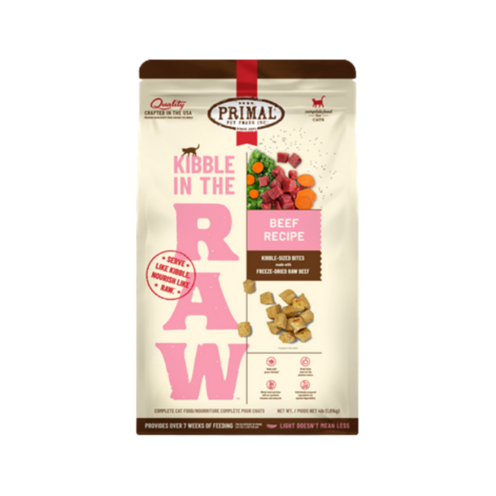 Primal Primal Cat Kibble in the Raw Beef 4#