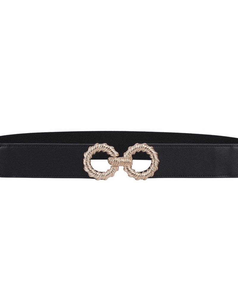 Twisted Black Leather Belt with Silver Buckle