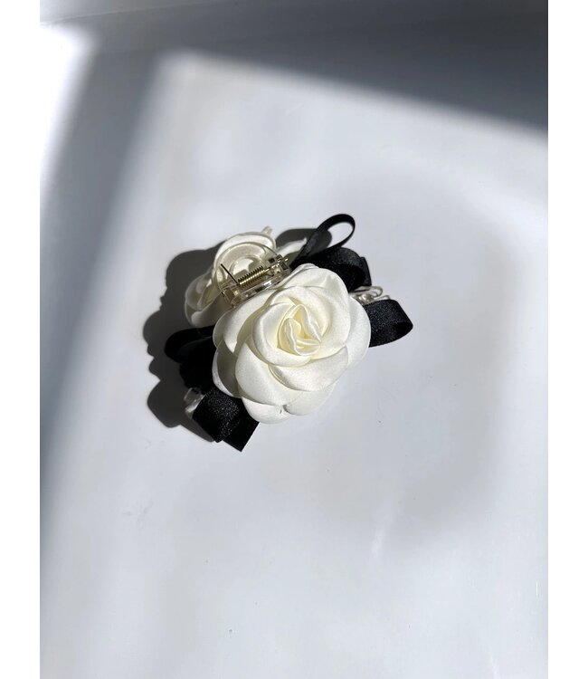 French Rose Bow Claw Hair Clip