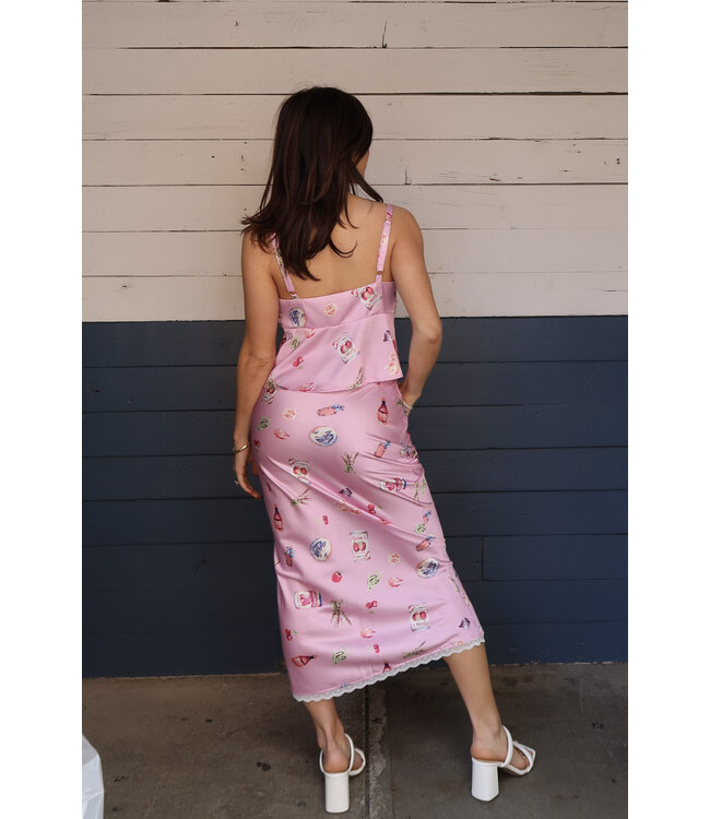 Popping Bottles Midi Skirt