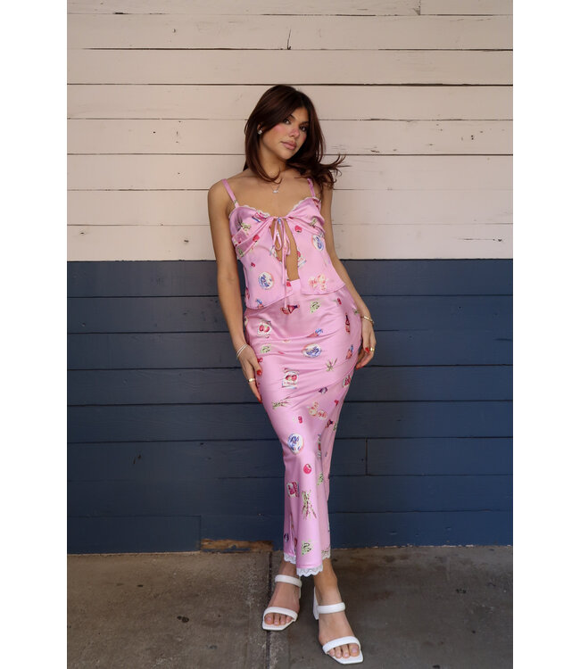 Popping Bottles Midi Skirt