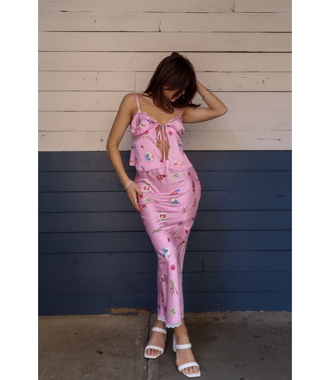 Popping Bottles Midi Skirt