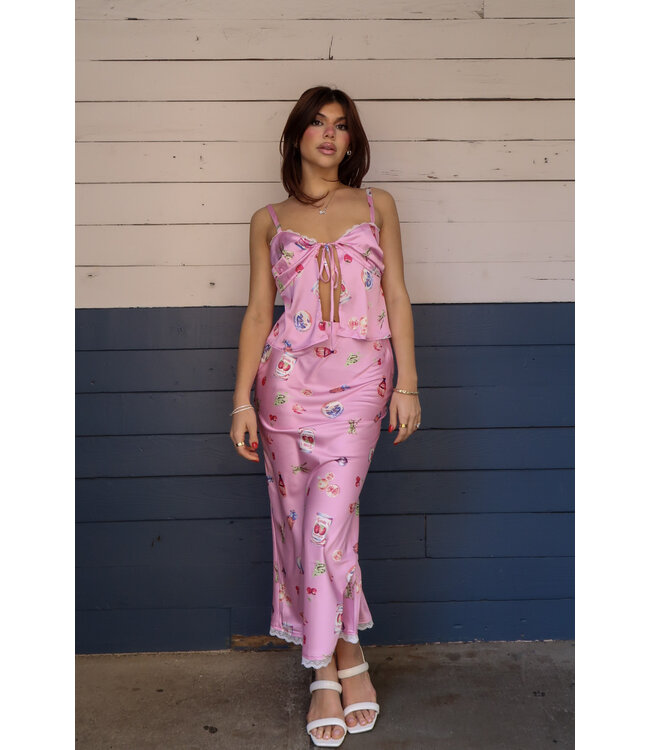 Popping Bottles Midi Skirt