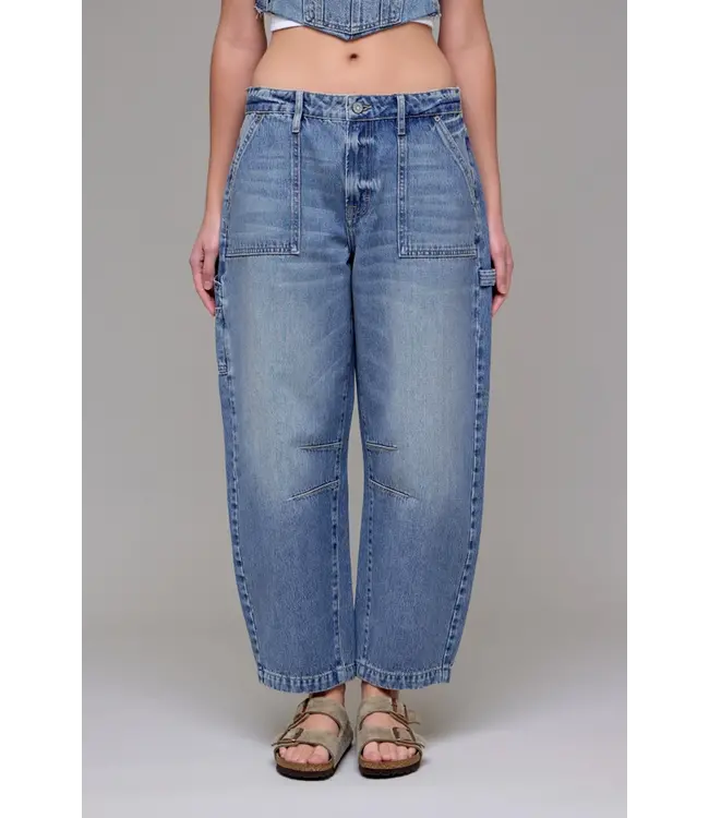 Crop & Roll Barrell Jean
