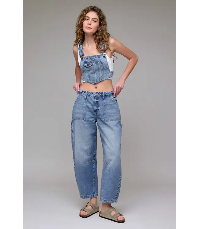 Crop & Roll Barrell Jean