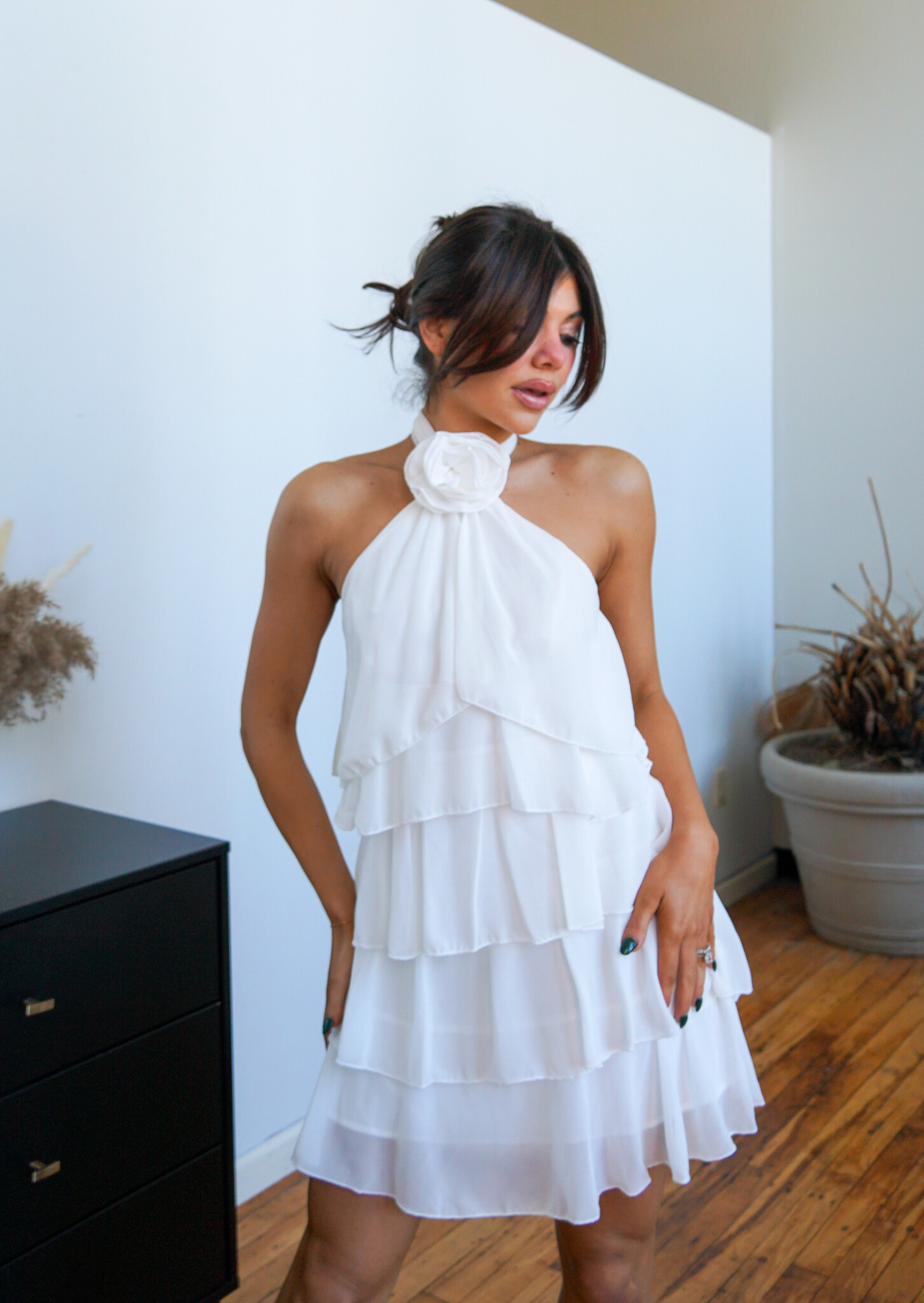 amora mini dress Vista Amora Bubble Hem Mini Dress | White | Womens