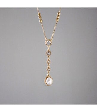 CZ & Pearl Lariat Necklace