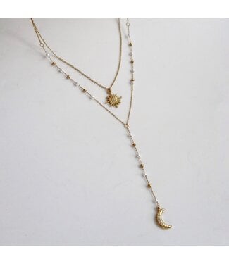 Sun & Moon Layered Lariat Necklace
