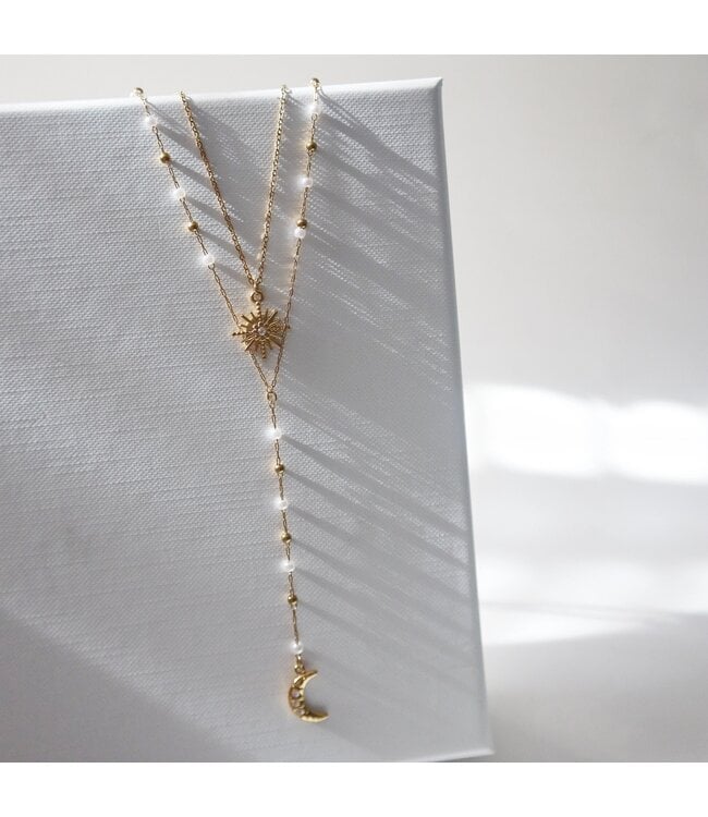 Sun & Moon Layered Lariat Necklace