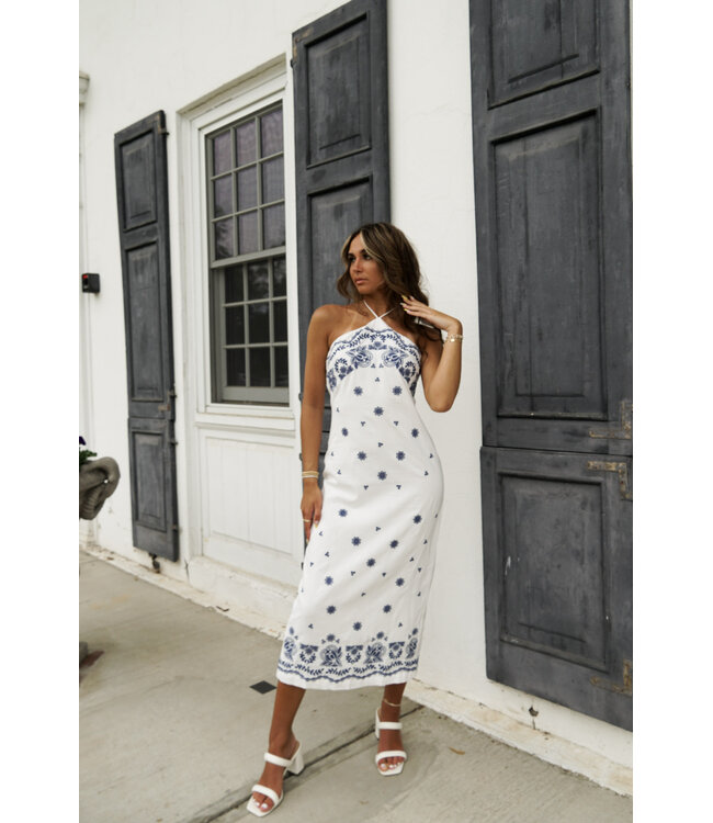Porcelain Hearts Midi Dress