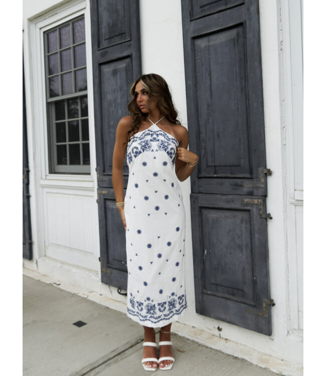 Porcelain Hearts Midi Dress