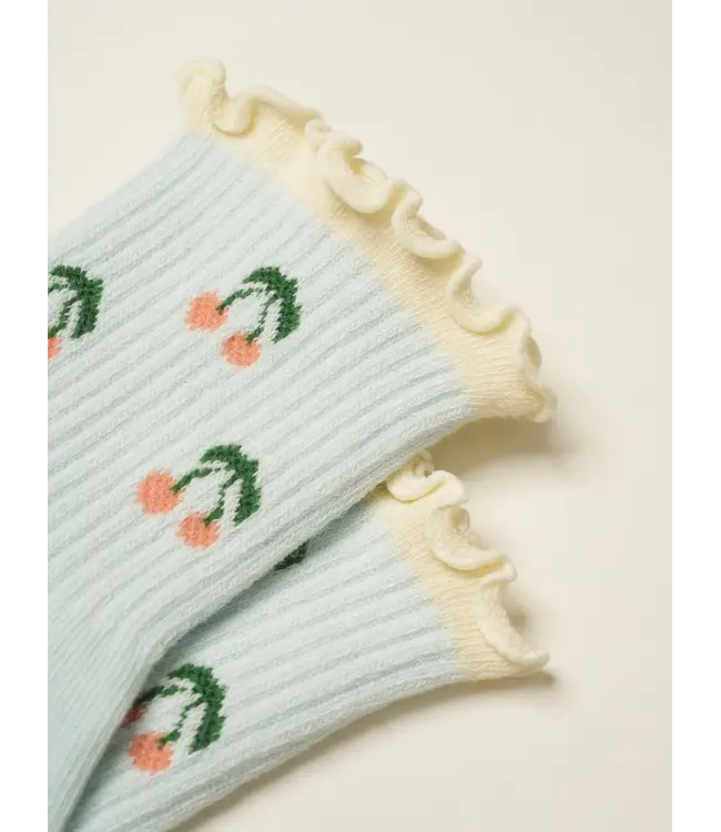 Cherry Ruffle Grip Socks