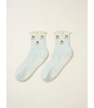 Cherry Ruffle Grip Socks