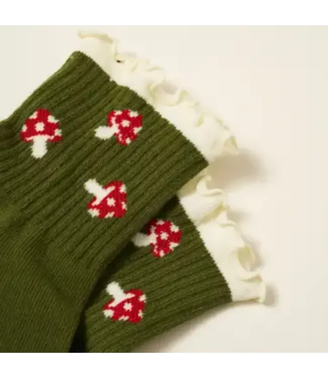Mushroom Ruffle Grip Socks