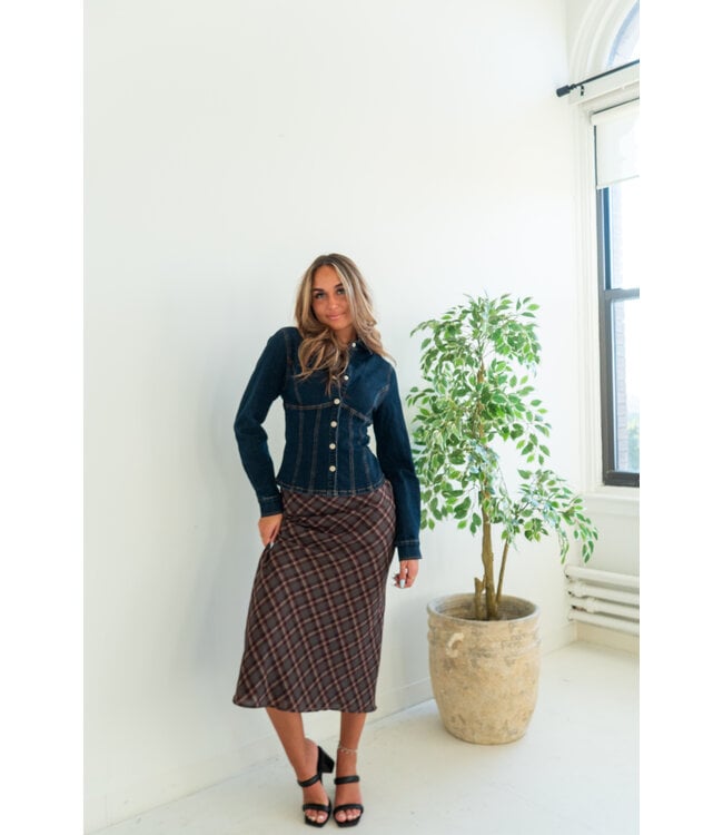 Rosewood Plaid Midi Skirt
