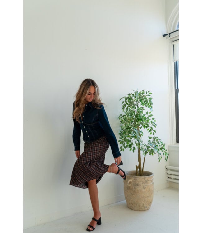 Rosewood Plaid Midi Skirt