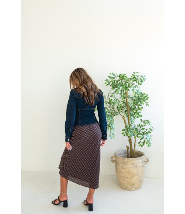 Rosewood Plaid Midi Skirt
