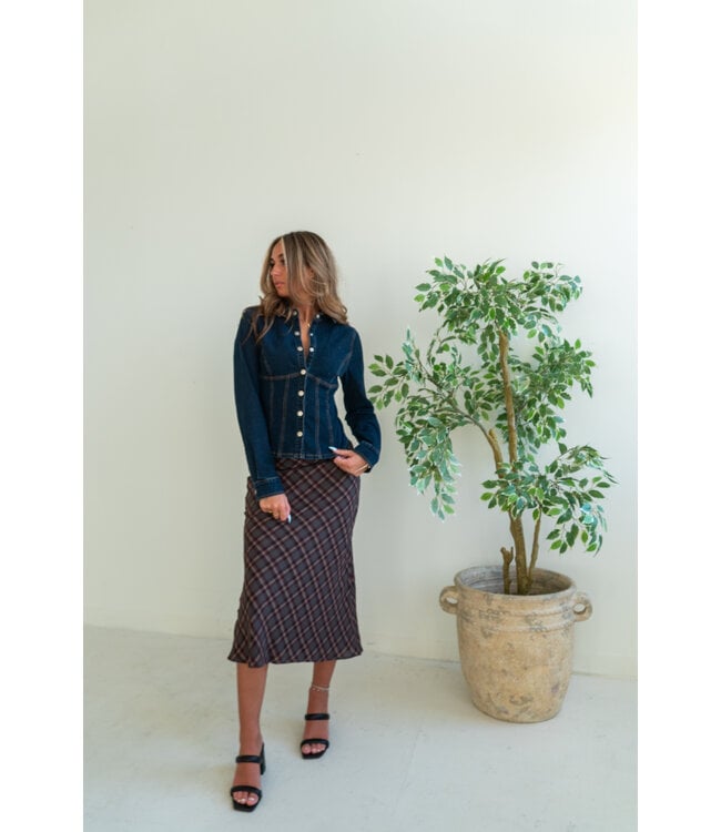 Rosewood Plaid Midi Skirt