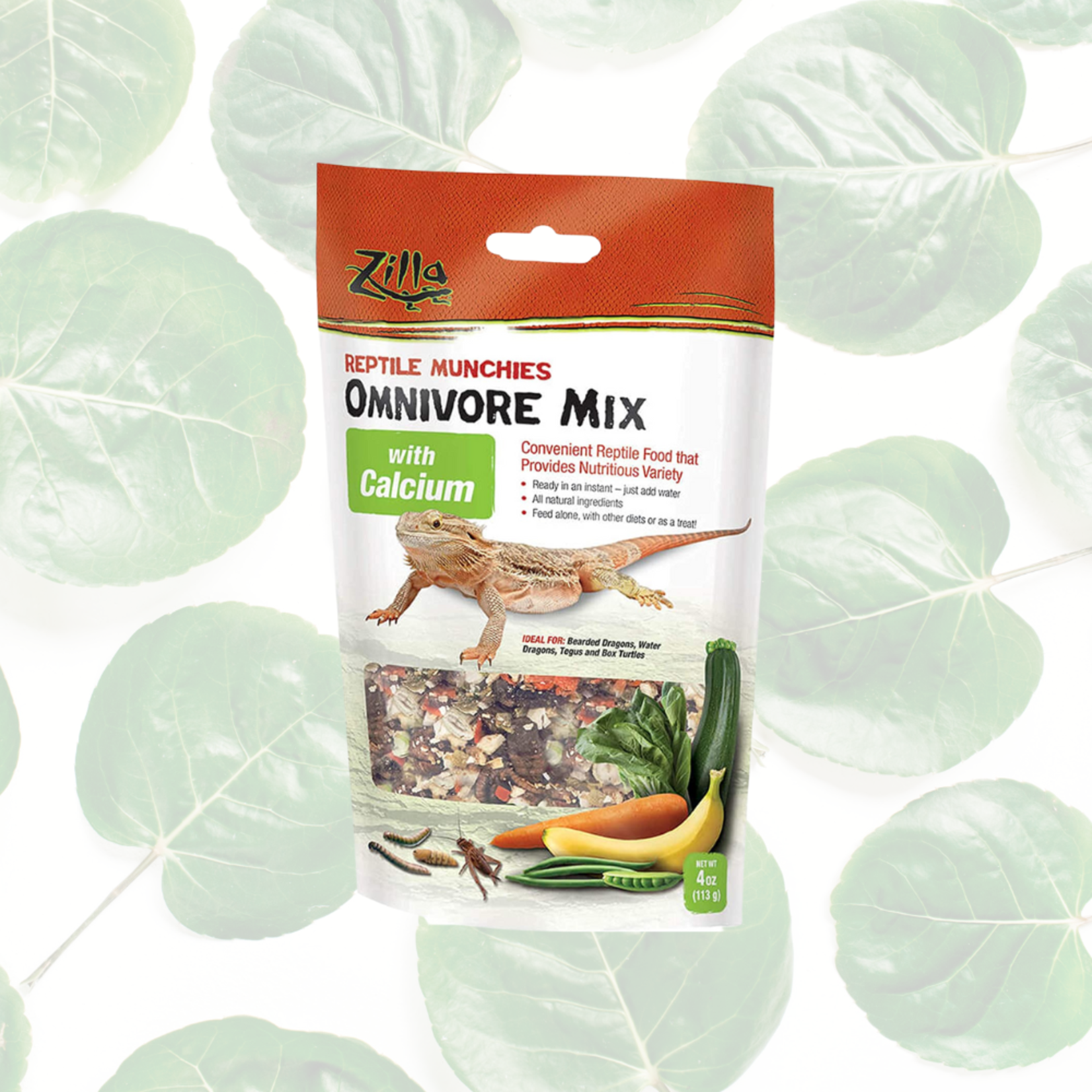 Zilla Reptile Munchies Omnivore Mix w/ Calcium 4 oz