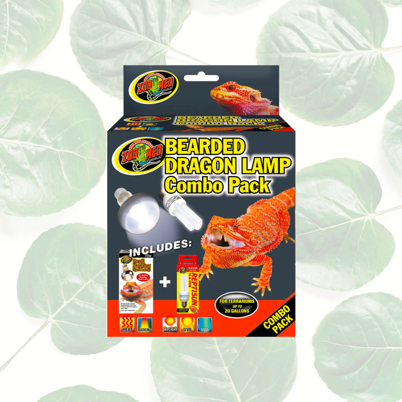 Zoo Med Bearded Dragon Lamp Combo Pack (Basking Bulb 75 Watt + 10.0 UVB Bulb)