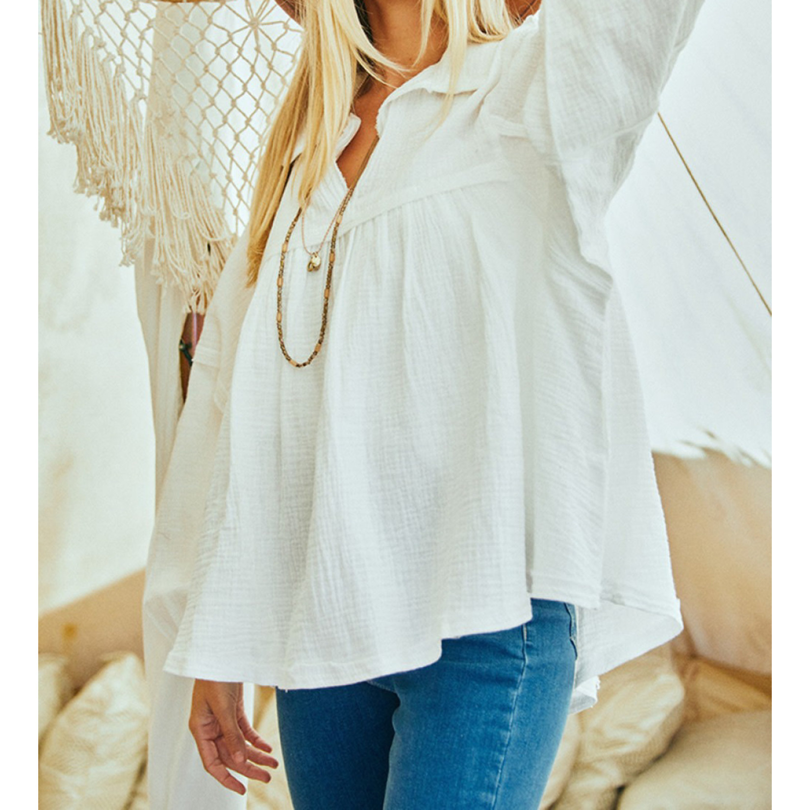 Long Sleeve Gauze Top - Paws \u0026 Boots 