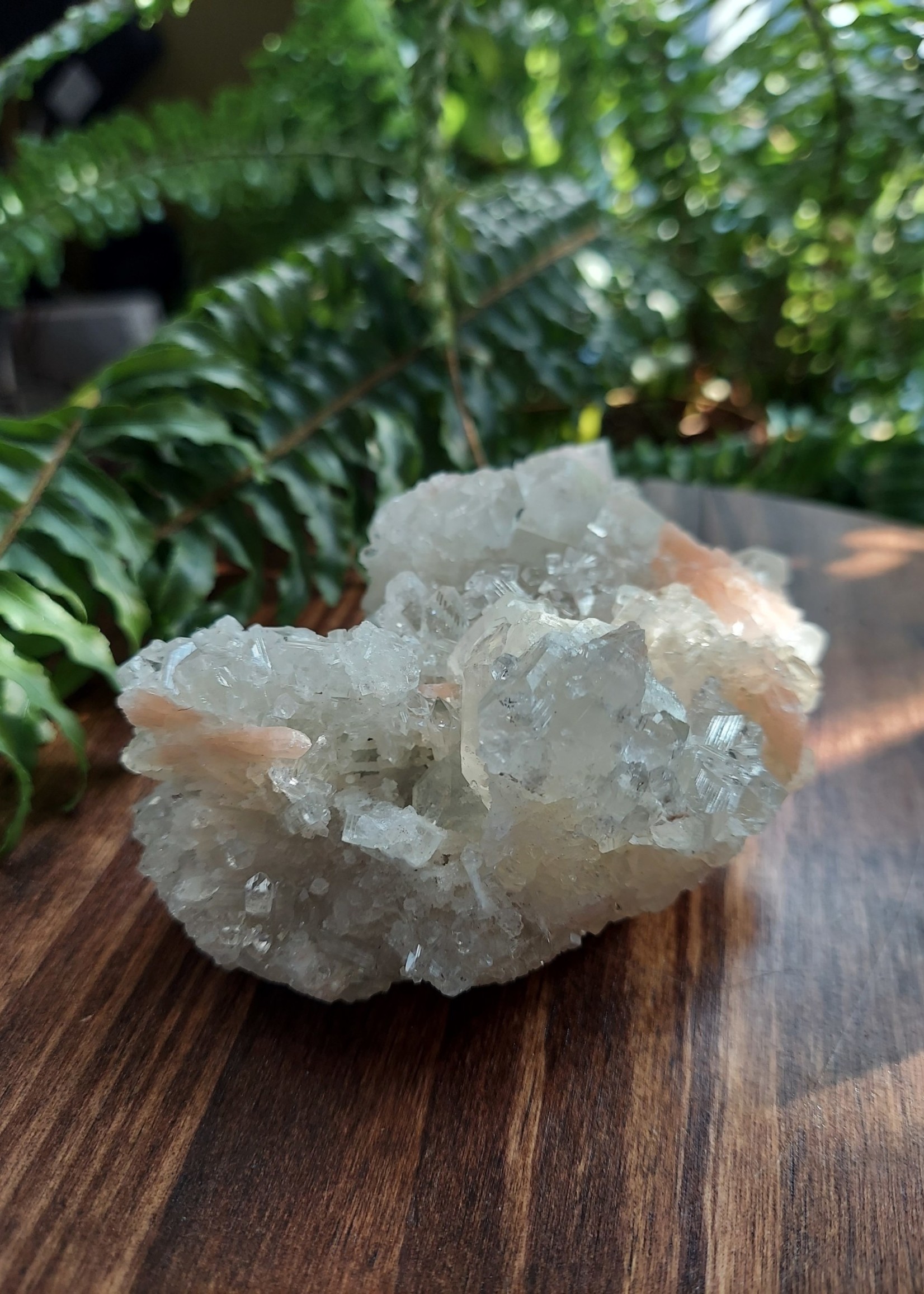 Apophyllite Cluster w/ Cobaltoan Calcite & Peach Stilbite