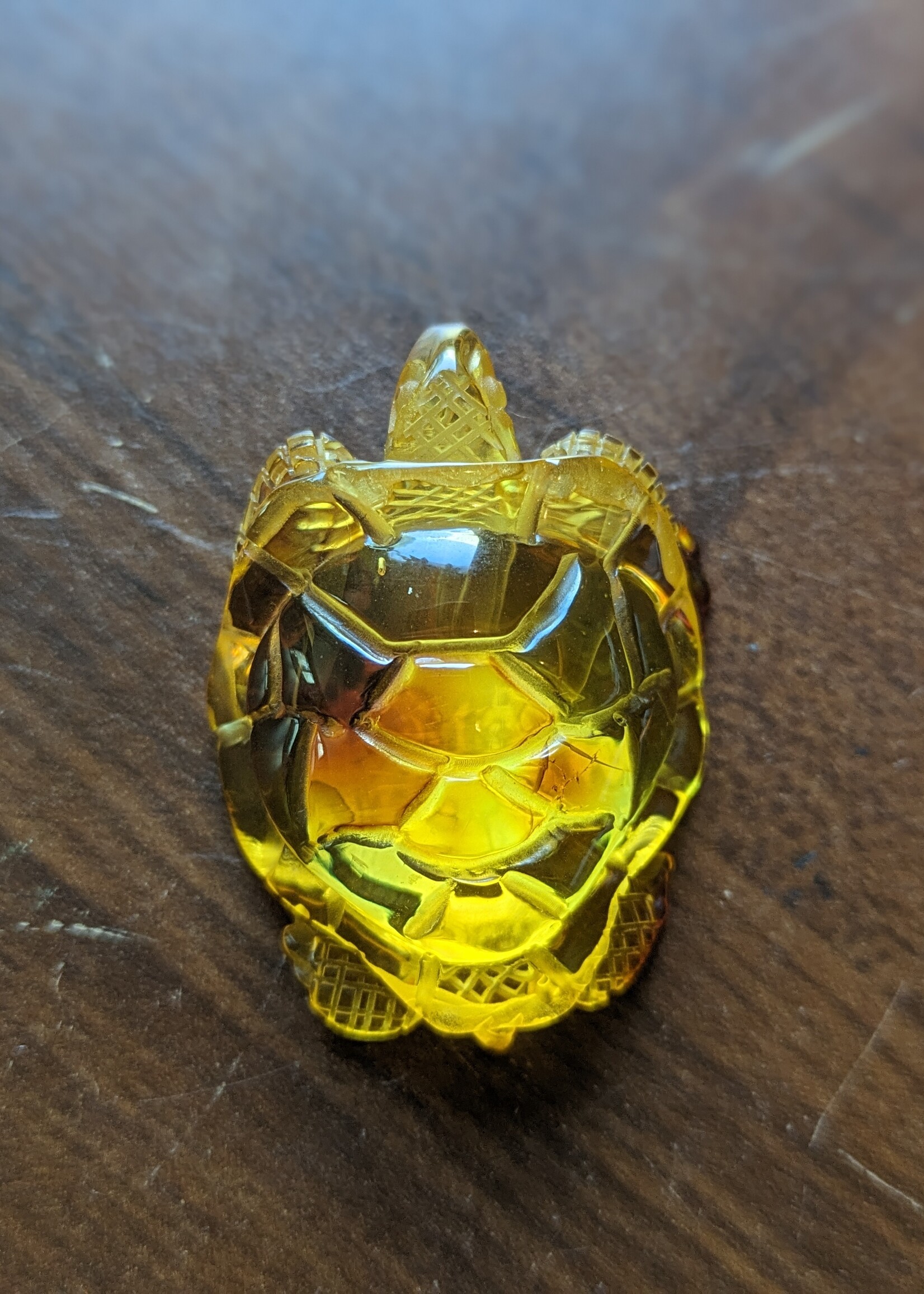 Amber Sea Turtle Carving