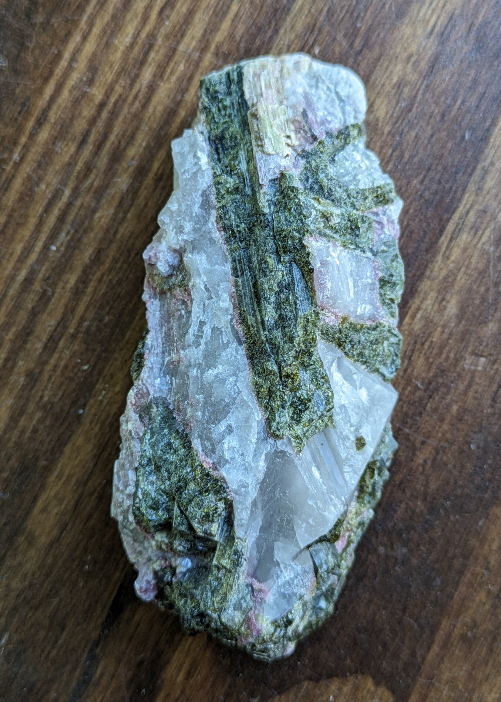 Green & Pink Tourmaline on Quartz