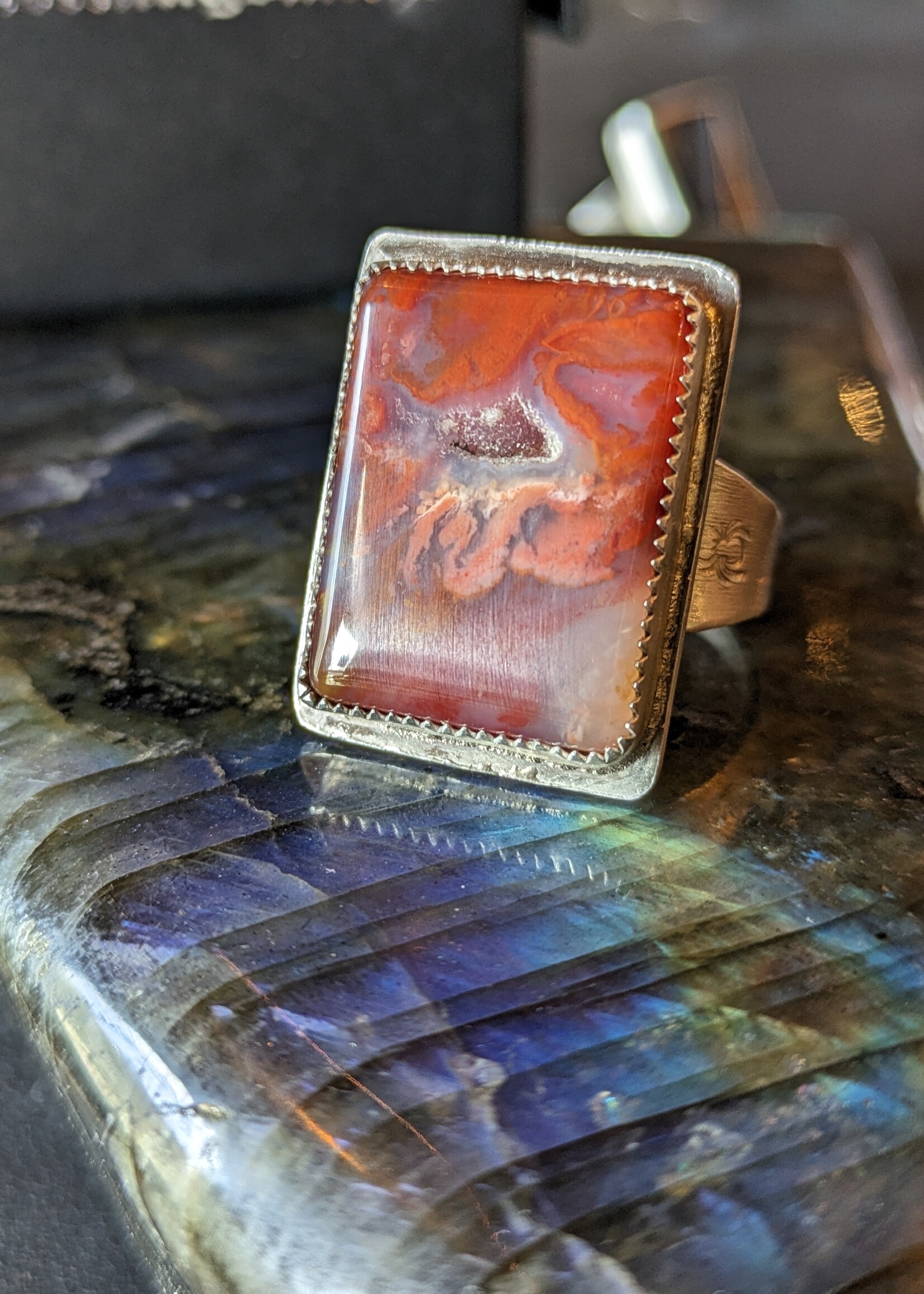 Agate with Drusy Ring by Morningsmith