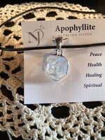 Apophyllite Pyramid Necklace on Sterling Silver Chain