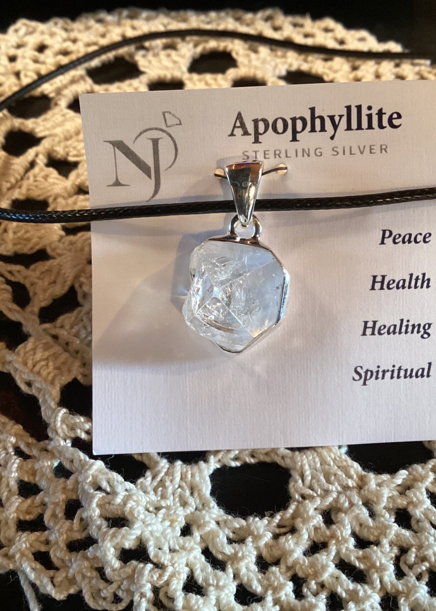 Apophyllite Pyramid Necklace on Sterling Silver Chain