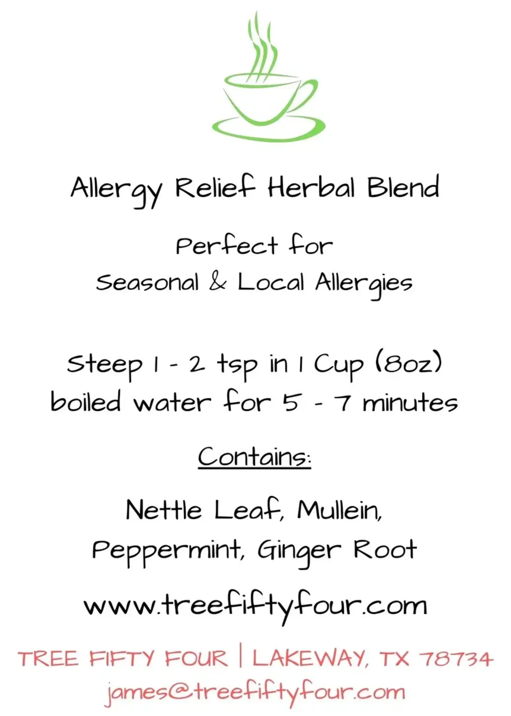 Tree Fifty Four Allergy Relief Herbal Tea Sachet Large