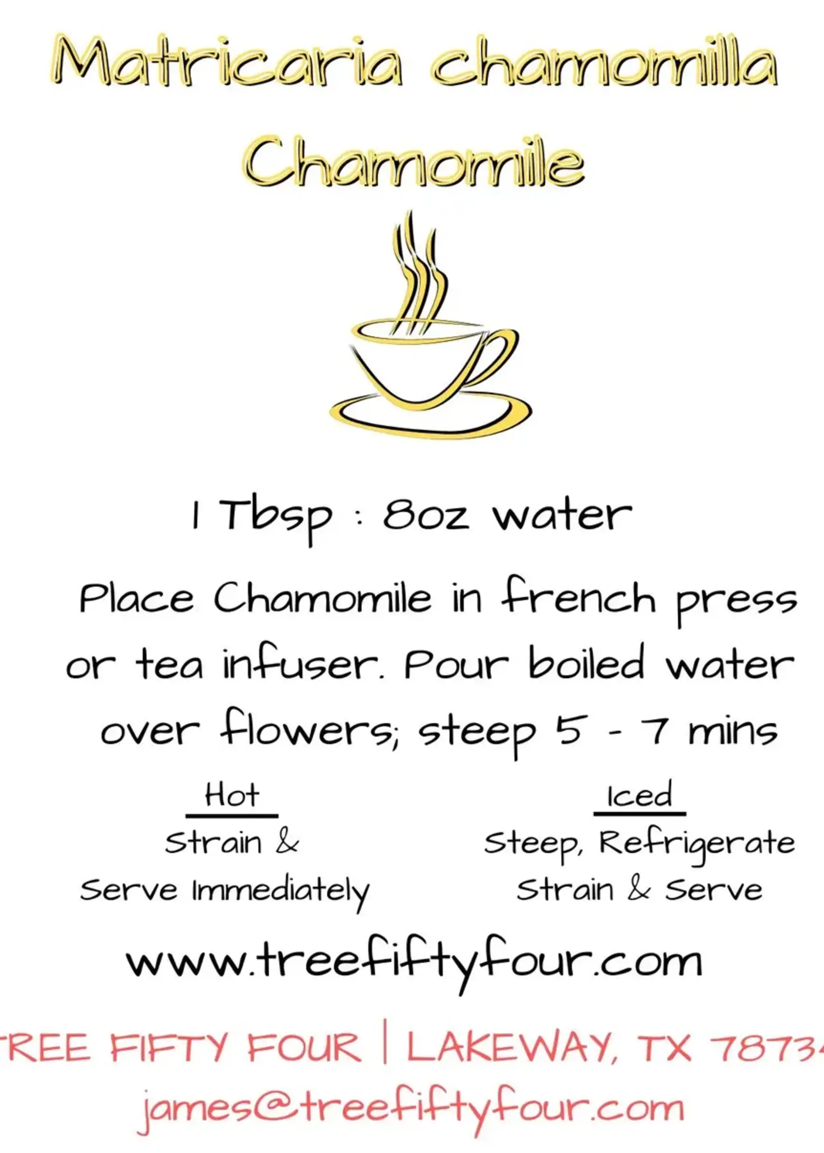 Tree Fifty Four Chamomile Sachet Small